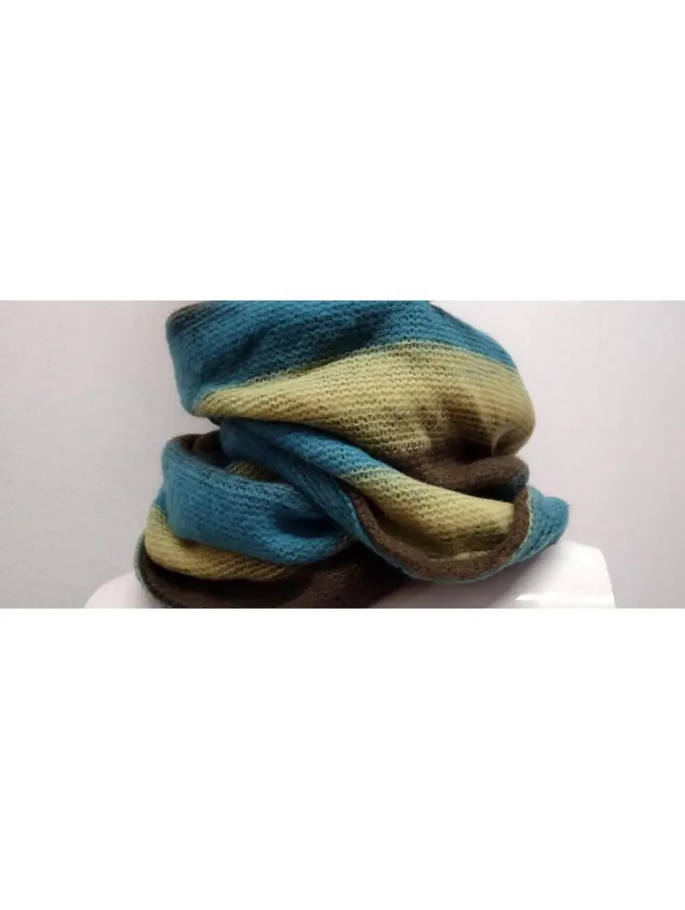 Infitiny Scarf Brown Striped Yellow Sky Blue Acrylic ONE SIZE SCARF Raver Y2K